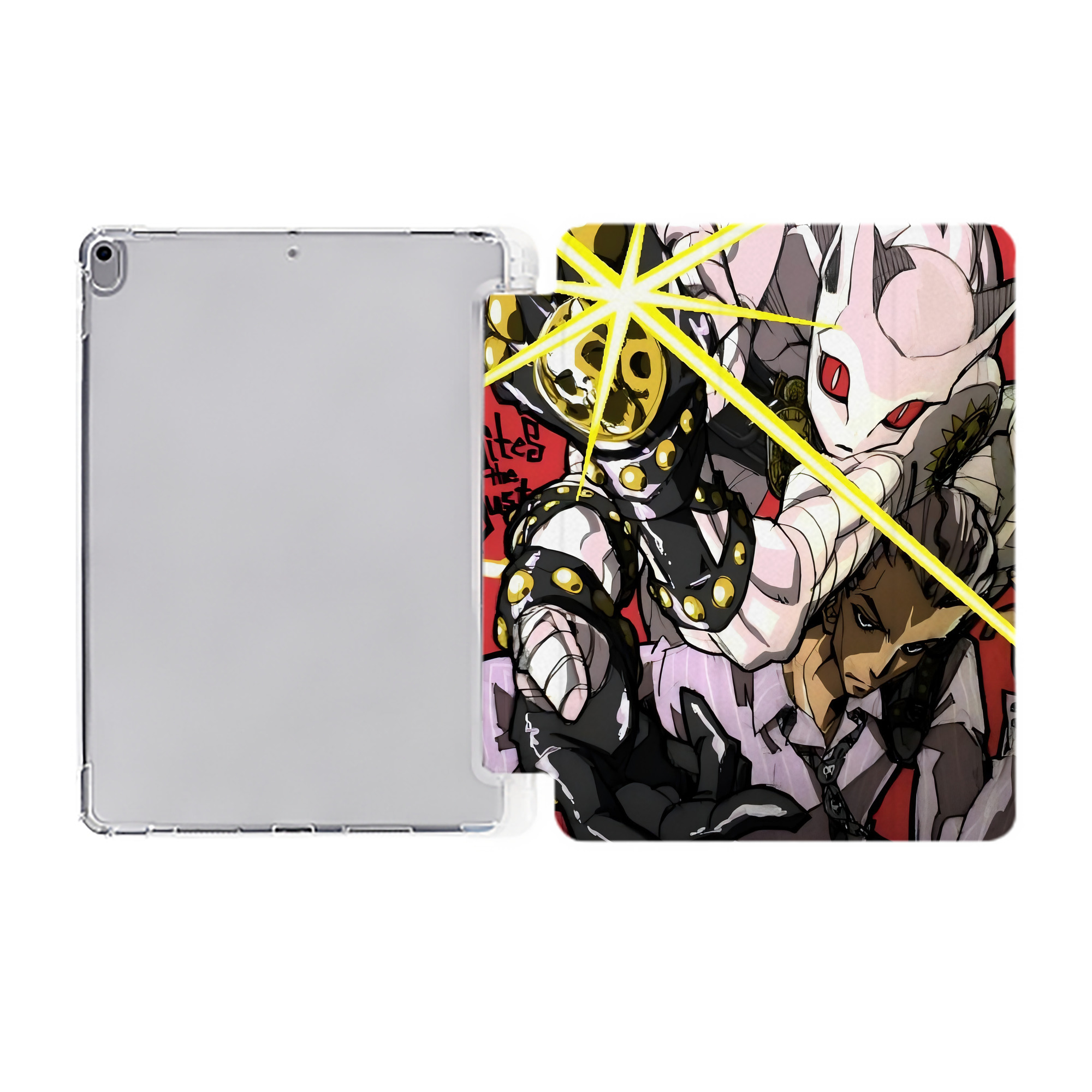 （画像用） ジョジョの奇妙な冒険 JoJo's Bizarre Adventure IPad ケース ペン収納付き 三つ折りスタンド PUレザー×シリコン 対応機種9.5/10.5/10.9インチ